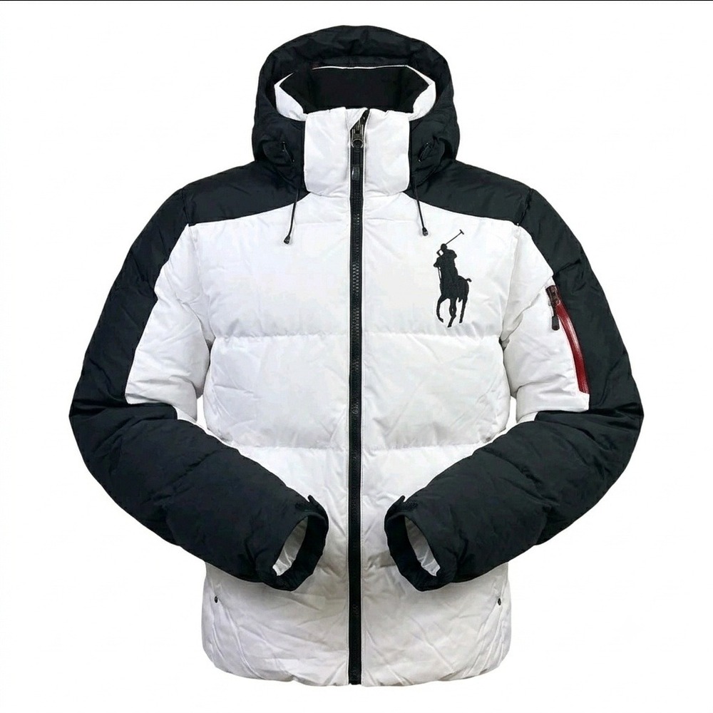 Polo Ralph Lauren White & Black Puffer Jacket Big Pony Size 3XB Big & Tall Nwot